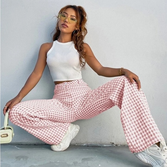 pink gingham pants - Picture 2 of 2